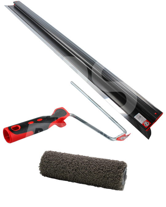 Spatola meccanica 1000 mm (0,3 mm) Olejnik + Rullo per stucco e rivestimento di finitura 80x230 mm sotto manico 8 mm Olejnik foto