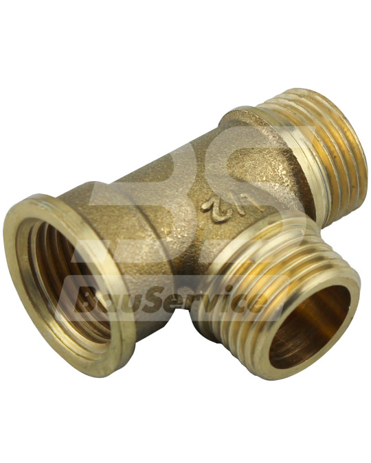 T-stuk 1/2"×1/2"×1/2" binnendraad, buitendraad foto