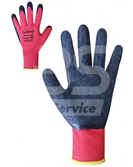 Рукавиці бавовняні Seven червоні з чорним неповним спіненим латексним покриттям 10 (XL) фото