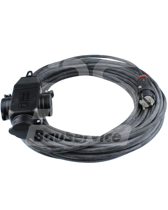 Gummiisoliertes Verlängerungskabel 230V 20 m 2x1,5 mit T-Stück Foto