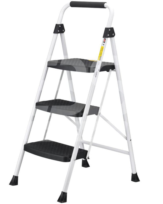 Stalen stepladder 3 plastic stappen (met antislipcoating) foto