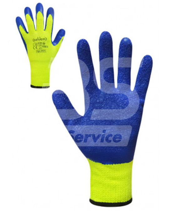 Isolierte Synthetikhandschuhe Seven hellgrün mit blauer partieller Latexbeschichtung 10 (XL) Foto