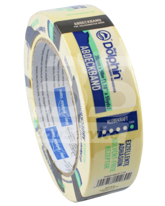 Стрічка малярна 30 мм х 50 м Blue Dolphin 22120 багатофункціональна жовта фото