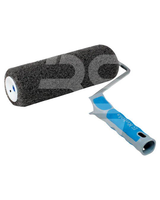 Rolo de pintura para betumação e aplicação de acabamento 230 mm com cabo 8 mm pêlo 18 mm Kubala cinza foto