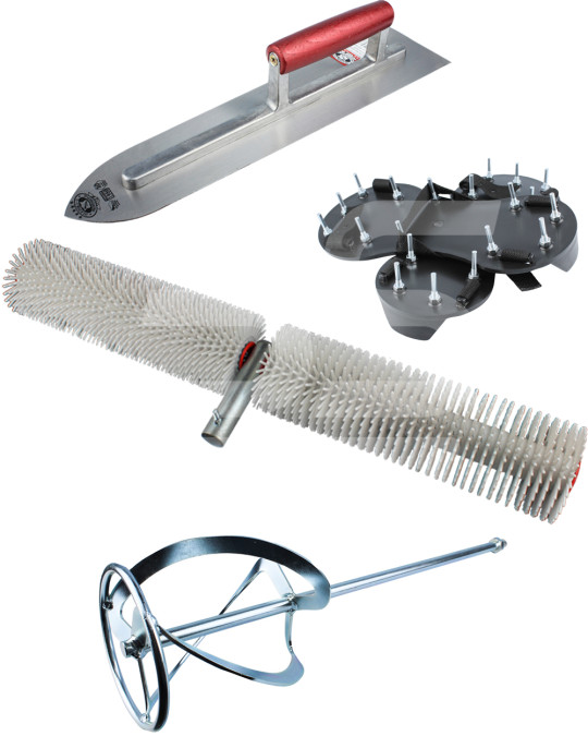 Conjunto para instalação de piso vazado nº 2 (rolo 120x850 mm, ralador 400x110 mm, almofadas 2 unid., misturador 135x600 mm) foto