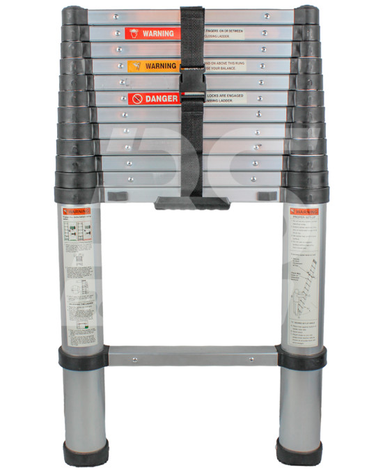 Драбина телескопічна з повітряною системою складання 13 сходинок 3,8 м фото