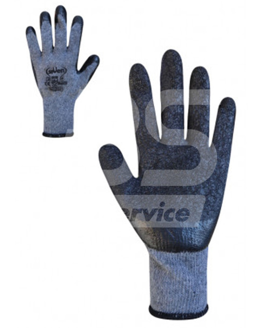 Baumwollhandschuhe Seven grau mit schwarzer partieller Latexbeschichtung 10 (XL) Foto