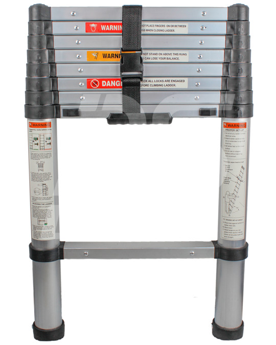 Telescopische ladder met luchtvouwsysteem 9 treden 2,6 m foto