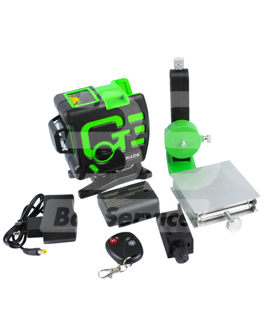 Рівень лазерний 12 ліній 4D зелений промінь (з пультом) HILDA фото