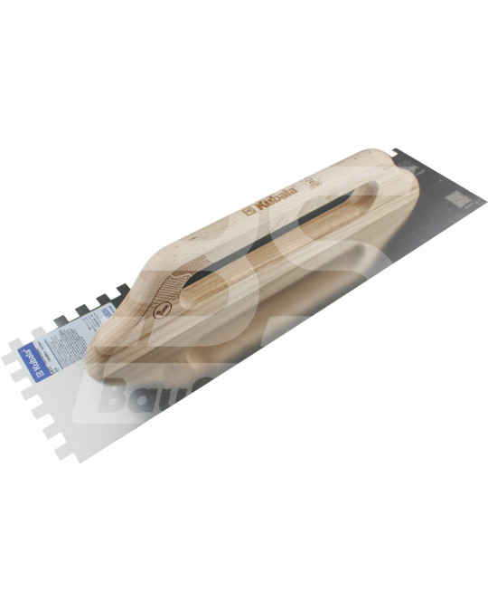 Терка (полутер) гладкая 130х480 мм зуб 10 мм нержавеющая сталь ручка лакированный бук Kubala фото