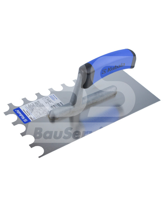 Терка нержавеющая сталь 130х270 мм полукруглый зуб 20х15 мм ручка 2К Kubala фото