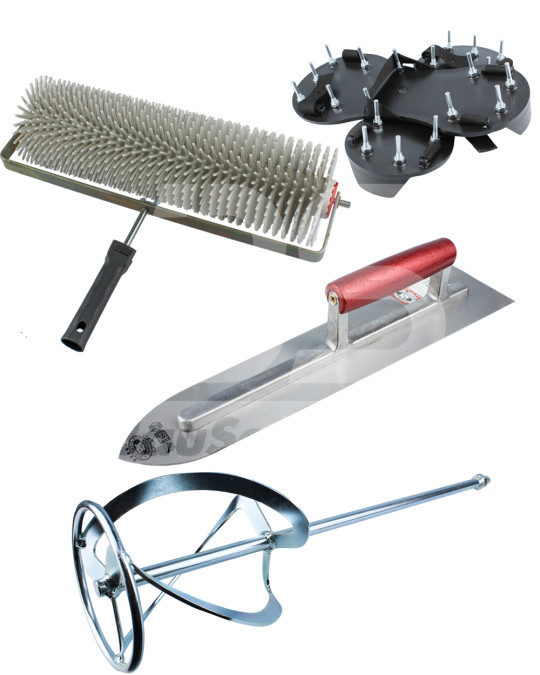 Conjunto para instalação de piso vazado nº 1 (rolo 120x400 mm, ralador 400x90 mm, almofadas 2 unid., misturador 135x600 mm) foto