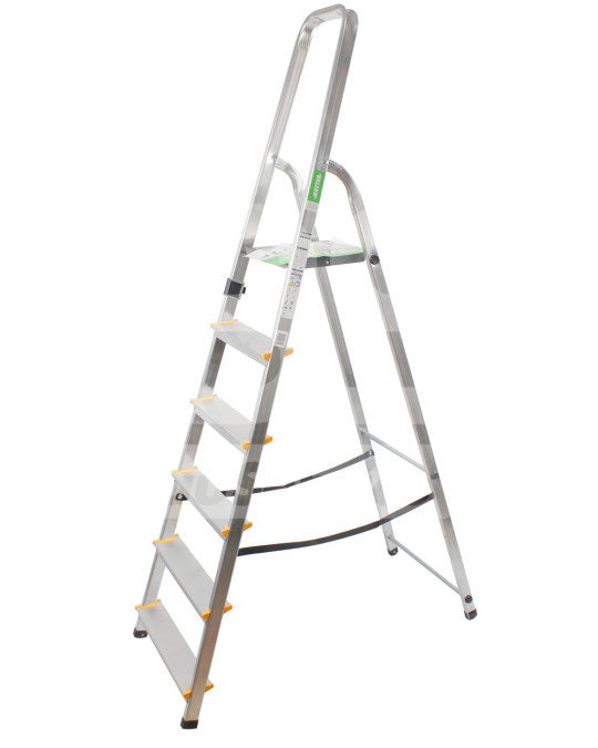 Драбина-стрем'янка алюмінієва 6 сходинок MASTAR (150 кг) синя фото