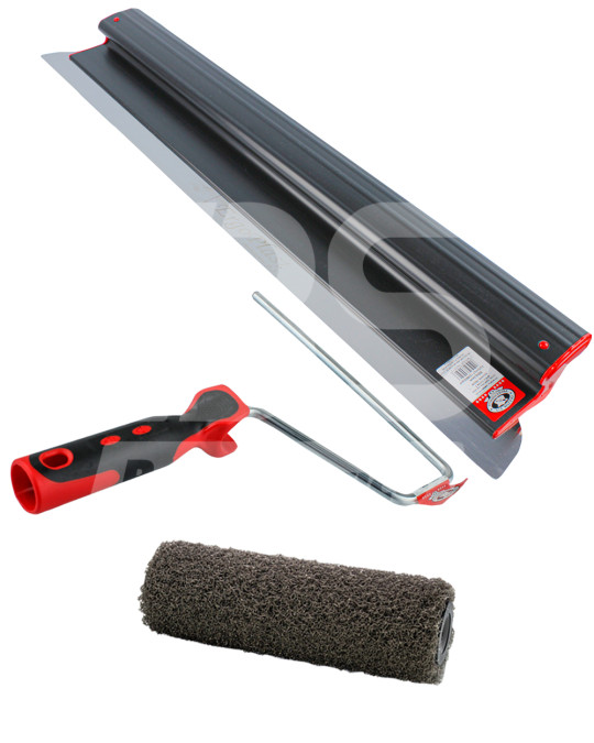 Espátula mecánica 800 mm (0,3 mm) Olejnik + Rodillo de pintura para masilla y revestimiento de acabado 80x230 mm bajo mango 8 mm Olejnik foto