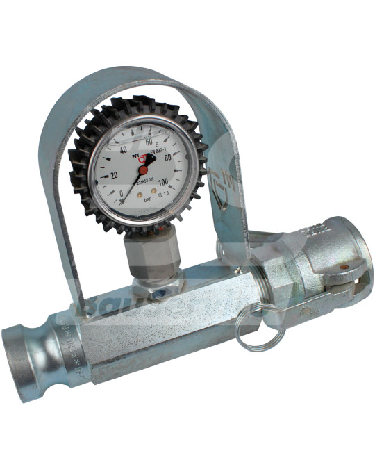 Manometer 0-100 bar Lösungsdruck MT/VT 35 Camlock PFT Original (Metallschutz des Manometers) Foto