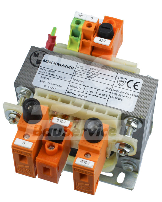 Transformador de controle 400V-230/42V(70VA) com fusíveis MIXXMANN S6/S8 foto