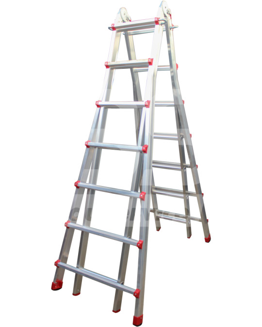 Драбина-стрем'янка трансформер алюмінієва 4х7 сходинок (307) фото
