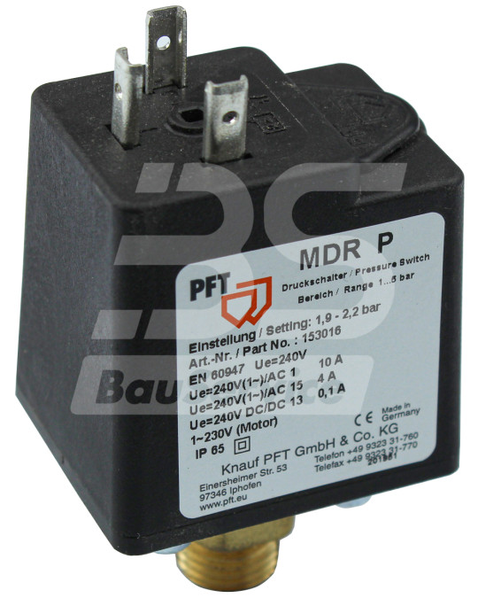 Вимикач мембранний MDR-P 1/4" 1.9/2.2 bar PFT реле (тиск води) Original фото