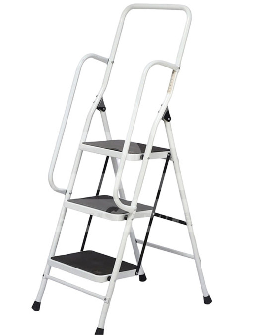 Steel stepladder 3 steps with railings (with anti-slip coating) photo