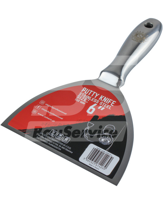 Шпатель 150 мм нержавіюча сталь ручка металева Olejnik фото