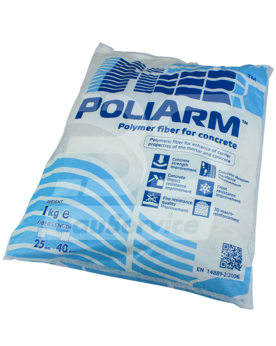 Faser-Polymer-Verstärkungsfaser POLIARM 40 mm 1 kg (Firmenpaket) Foto